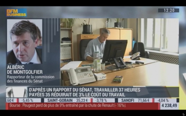 Intervention sur BFM Business le 14 janvier 2016 sur les effets du passage aux 35 heures sur notre économie