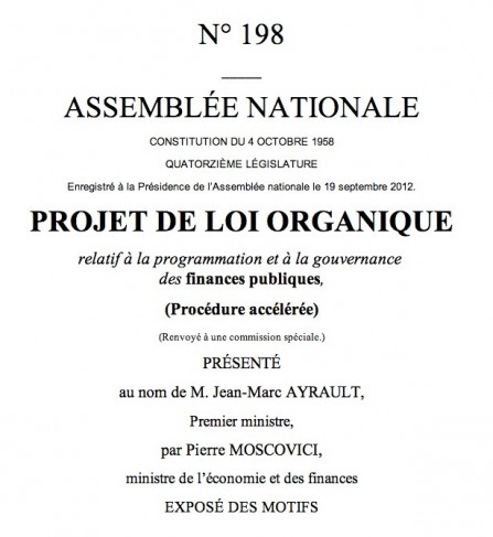 Projet de loi organique relatif à la programmation et à la gouvernance des finances publiques